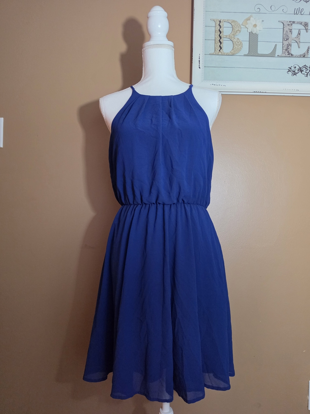 miami Royal Blue Halter Dress